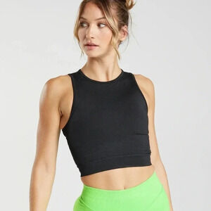 Gymshark black sweat seamless midi sleeveless top size XL